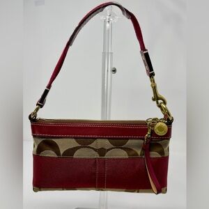 Coach Red Stripe and Tan Signature Monogram Small Handbag Vintage